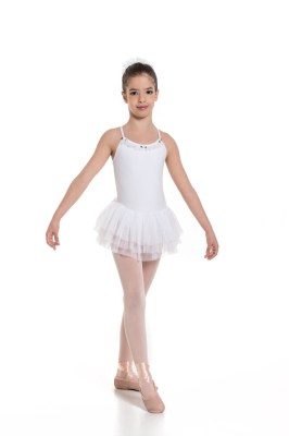 Girls camisole leotard with 3- layers mesh tulle skirt