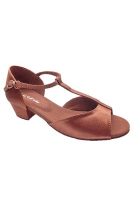 Go Dance Pink Satin Latin Shoes T-Strap 7075PS