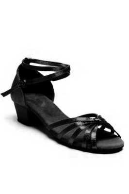 Go Dance Black Satin Latin Shoes & Thin Straps 7077BS