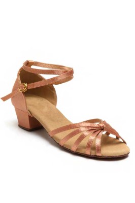 Go Dance Pink Satin Latin Shoes & Thin Straps 7077PS