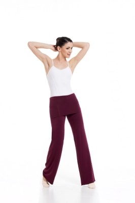 Ladies straight-leg pants with fold over yoke